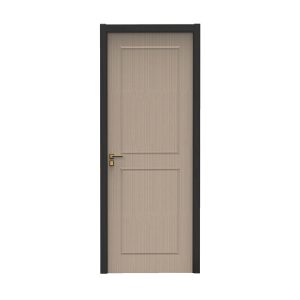 2 Square Blocks Lightly Carved Black Door Frame Wood Grain WPC Filled Doors